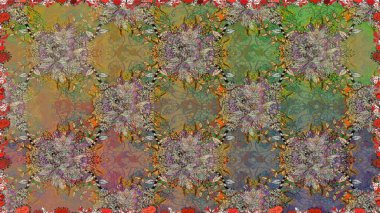 Küçük çiçekteki sevimli çiçek deseni. Birçok kahverengi ve soyut çiçekli tropikal desenler. Varicolobrown raster kusursuz illüstrasyon.