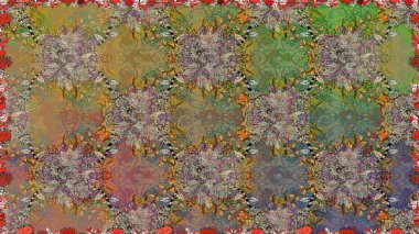 Küçük çiçekteki sevimli çiçek deseni. Birçok kahverengi ve soyut çiçekli tropikal desenler. Varicolobrown raster kusursuz illüstrasyon.