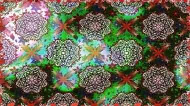 Çiçek deseni. Raster kusursuz. Güzel kumaş deseni. Düz Çiçek Elementleri Tasarımı. Renkli Bahar Teması Kusursuz Arkaplan.