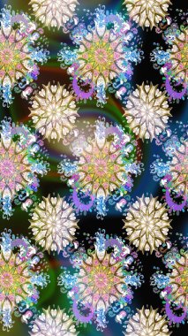 Çiçekli zambaklar kusursuz bir arka plan. Parlak çiçekli kolaj çiçekleri tarafsız ve mavi. Çiçek tasarımı için inanılmaz kolaj cennet tarzı..