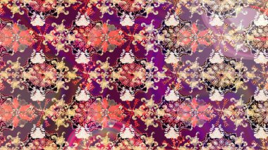Mor ve bej renkli çiçekler. Raster illüstrasyonunda kusursuz çiçek deseni.