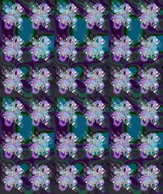 Raster illüstrasyonu. Mavi renkte şirin çiçekler. Küçük çiçekli basit bir çiçek çizimi. Moda baskısı, albüm, ambalaj kağıdı, duvar kağıdı için zarif dekoratif süslemeler..