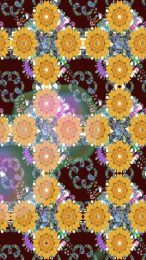 Güzel çiçek desenli küçük çiçek. Çiçekler, suluboya ile sorunsuz çiçek desenli. Raster desen.