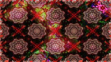 Renkli Yaz Temalı Kusursuz Arkaplan. Siyah renkli çiçekler. Düz Çiçek Elementleri Tasarımı. Sevimli çiçek raster deseni.