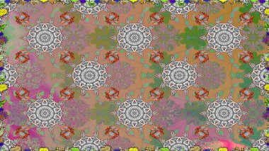 Gri renkli çiçekler. Renkli Bahar Temalı, pürüzsüz bir arka plan. Çiçekli, suluboya desenli kusursuz çiçek deseni. Düz Çiçek Elementleri Tasarım Raster illüstrasyonu.