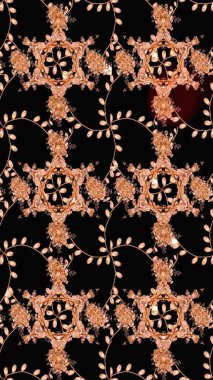 Raster illüstrasyonunda kusursuz çiçek deseni. Siyah ve kahverengi renkte çiçekler.