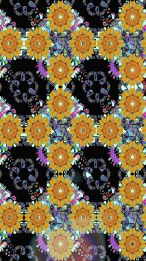 Çizgisiz desen. Şirin çiçekler. Raster Moda kumaş deseni.