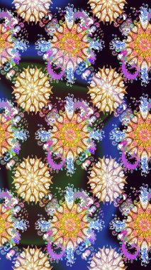 Sevimli çiçek raster deseni. Düz çiçek öğeleri tasarım. Moda kumaş deseni. Yaz tema Dikişsiz desen arka plan rengi.