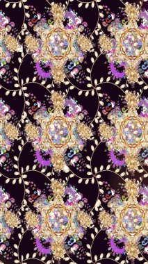 Raster illüstrasyonu. Kusursuz Tony kumaş deseni. Modaya uygun kumaş deseni. Küçük çiçekte sevimli çiçek deseni var..