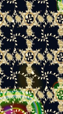 Güzel çiçek deseni. Renkli Bahar Temalı Kusursuz Arkaplan. Düz Çiçek Elementleri Tasarımı. Siyah renkte çiçekler.