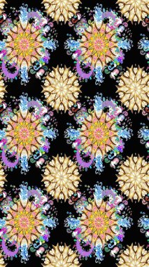 Küçük çiçekteki sevimli çiçek deseni. Siyah ve bej renkli çiçekler.