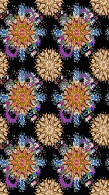 Raster düz çiçekleri pürüzsüz desen. Siyah renkli çiçekler. Tasarım hediye paketi, tebrik kartları, posterler ve afiş tasarımı.