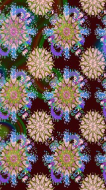 Düz Çiçek Elementleri Tasarımı. Kahverengi ve nötr renklerde çiçekler. Renkli Yaz Temalı Kusursuz Arkaplan. Raster illüstrasyonunda kusursuz çiçek deseni.