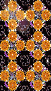 Siyah kıvırcık çiçekler siyah renkte şekillenir. Klasik çiçek tasarımı elementleri. Raster illüstrasyonu.