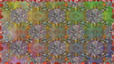 Renkli Bahar Temalı Kusursuz Arkaplan. Kusursuz Chichi kumaş deseni. Çiçek deseni. Raster illüstrasyonu. Düz Çiçek Elementleri Tasarımı.