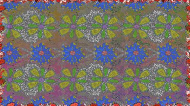 Suluboya tarzında gri renkli çiçekler. Raster illüstrasyonunda kusursuz çiçek deseni.