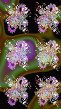 Siyah renkli çiçekler. Gömlek baskısı için çiçek boyası. Çiçek eskiz kalıbı geçmişi.