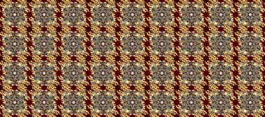 Kusursuz kraliyet lüksü, altın barok kumaş rengi. Altın antika ortaçağ dekoratif, yapraklar ve altın desenli kahverengi, gri ve bej renkli süslemeler..