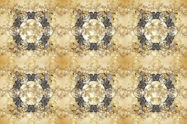 Altın rengi bej, nötr ve gri renkte altın elementlerle. Kusursuz klasik altın desen. Raster geleneksel oryantasyon süsü.