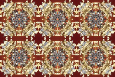 Raster geometrik arka plan. Senin tasarımın için, duvar kağıdı. Kahverengi, bej ve gri renklerde altın çiçekli altın desenler. Altın rengi kusursuz illüstrasyon.