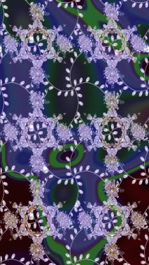 Soyut etnik raster çizim kalıbı. Kabile sanatı boho baskısı, klasik çiçek arkaplanı. Arkaplan dokusu, duvar kağıdı, mor renkli çiçek teması.