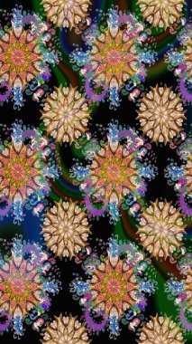 Raster illüstrasyonu. Çiçekli güzel suluboya desen. Siyah renklerde.