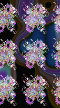 Motley illüstrasyonu. Çiçekli bahar çiçekleri. Moda baskıları için zarif bir şablon. Küçük çiçekte güzel bir desen. Kusursuz. Küçük renkli çiçekler..