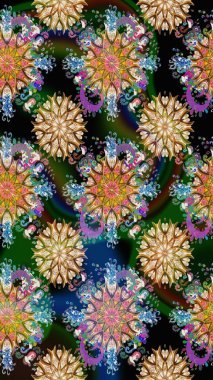 Bej ve kahverengi renkli çiçekler. Raster illüstrasyonunda kusursuz çiçek deseni.