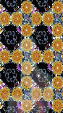 Nazik romantik baskı. Raster dikişsiz şirin çiçek deseni. Siyah renkli çiçekler. Tatil havası. Bahar mevsimi.