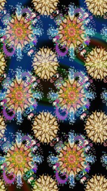 Raster illüstrasyonu. Düz Çiçek Elementleri Tasarımı. Çiçek deseni. Renkli Bahar Temalı Kusursuz Arkaplan. Kusursuz Chichi kumaş deseni..