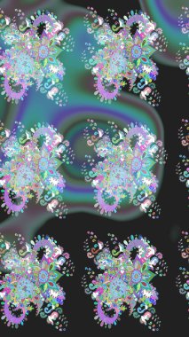 Raster illüstrasyonunda kusursuz çiçek deseni. Gri renkli çiçekler.