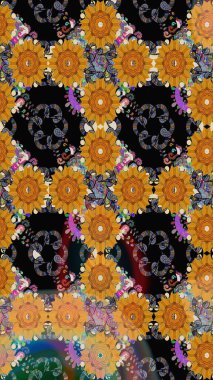 Karalama çiçekleri kusursuz desen. Sanat, çiçeklere ilham verir ve arka plan bırakır. Raster deseni. Siyah el çizimi desen.