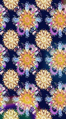 Raster stili kumaş deseni. Çiçekler suluboya desensiz.