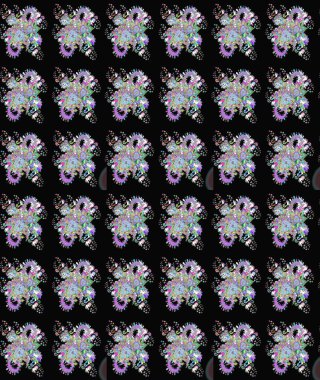 Suluboya tarzında siyah renklerde. Raster illüstrasyonu. Küçük çiçekli bahar deseni çiz.