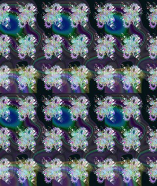 Düz Çiçek Elementleri Tasarımı. Güzel kumaş deseni. Raster Illustrasyon 'daki Çiçek Deseni' nin son moda çizimi. Renkli Yaz Teması çizim şablonu.