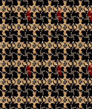 Siyah renkli çiçekler. Çizim çiçek deseni duvar kâğıdı olarak kullanılabilir. Raster illüstrasyonu.