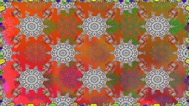 Raster illustration. Seamless floral pattern in folk style with flowers, leaves. Hand drawn.