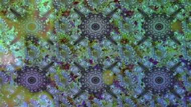 Yumuşak, yeşil renkli yaz çiçekleri. Çiçekli karalama şeklinde Raster çiçek deseni. Raster illüstrasyonu.