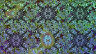 Raster illüstrasyonu. Şirin çiçek elementleri. Yeşil renkli çiçekler. Kusursuz..