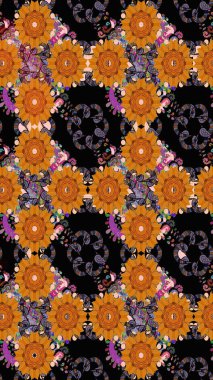 Raster Güzel kumaş deseni. Raster suluboya deseni, narin çiçekler, siyah çiçekler, tebrik kartı şablonu..