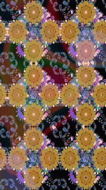 Renkli Bahar Temalı Kusursuz Arkaplan. Kusursuz bir mahsul. Raster Şirin kumaş deseni. Düz Çiçek Elementleri Tasarımı.