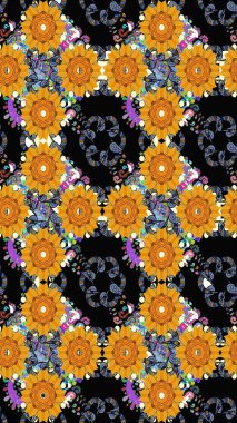 Sabıka fotoğraflarında, bebek kıyafetlerinde, duvar kâğıtlarında, paket kutularında falan kullanılabilir. Raster. Zarif, parlak ve pürüzsüz siyah çiçek deseni tasarımı.