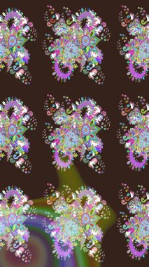 Klasik taslak çizimi. Raster çiçek izi. Çiçeksel mor, pürüzsüz desen.