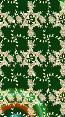 Çiçek süsü ile kusursuz desen. Raster illüstrasyonu. Yeşil renkte çiçekler.