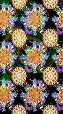 Tekstil ve kapak tasarımı için mükemmel. Renkli siyah ve kahverengi desenli. El çizimi dikişsiz sonbahar çiçekleri deseni. Doodle tarzı. Siyah ve kahverengi renkte çiçekler.