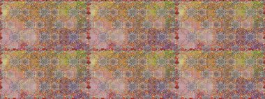 Raster illüstrasyonu. Küçük çiçekli kusursuz yay deseni. Suluboya tarzında kahverengi renkler üzerine.