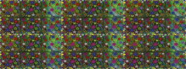 El çizimi Raster çizimi. Duvar kağıdı, web sitesi arka planı, ambalaj kağıdı, davetiye, broşür, afiş veya web sitesi için kusursuz çiçek deseni kullanılabilir. Parlak elementlerin.