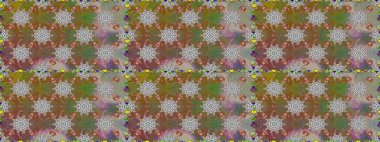 Düz Çiçek Elementleri Tasarımı. Raster illüstrasyonu. Renkli Bahar Temalı Kusursuz Arkaplan. Kusursuz desenli, modaya uygun kumaş deseni. Şirin çiçek elementleri..