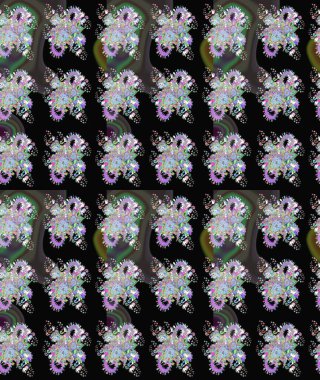 Siyah renkli çiçekler. Raster illüstrasyonu. Çiçek desenli eskiz, vuruşlar, sıçramalar, yaz çiçekleri..