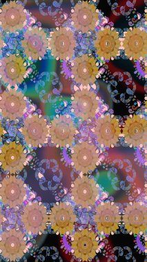 Tarafsız renklerde yaz çiçekleri. Raster deseni. Raster illüstrasyonu. Küçük çiçekte sevimli çiçek deseni var..